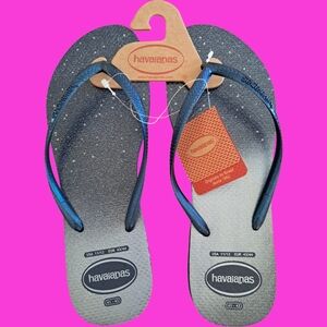 Havaianas Women's Slim Navy Gloss Flip Flop Sandals NWT Size 11/ 12 U.S EU 43/44
